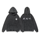 Erd melancholy rich second generation loose washed distressed pig head human face color matching hole hooded sweatshirt zipper
