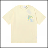Export wholesale niche american fashion rhu flag floralsprinting double yarn pure cottoncasualloose couple short-sleeved t