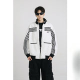 Unisex Baseball Jersey Striped Jacket Autumn Vintage Cardigan Jacket Stand-Up Sweater