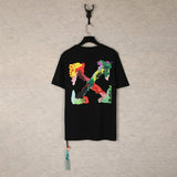 【eu size】authentic off-white print watercolor splatter gradient arrow graffiti ow short sleeve couple tee
