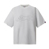 Bbc american high street ice cream flying dog printing short sleeve t-shirt casualshortsloose half lengthjeans summer