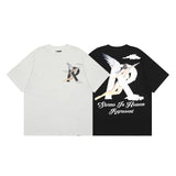 Represent short-sleeved angel print high street pure cotton accessible luxury couple loose shark doberman t