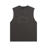 essential double line fog shorts icon laminated stereo letter round neck couple pullover