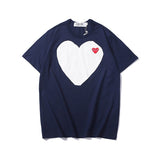 Kawakubo plaloveembroider short-sleeved pure cotton red heart eyes couple t-shirt y star style long sleeves shirt