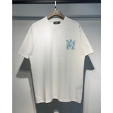 [gram] am peace dove flowing paint graffiti letter starry sky classic logo printing short sleeve couple t-shirt