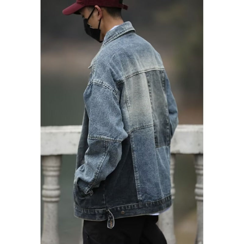 Unisex Baseball Jersey Spring Wash Make Old Denim Jacket Vintage Casual Loose Jacket