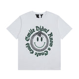 Vlone T Shirt Spring Summer Smiley Letter Pattern Crew Neck
