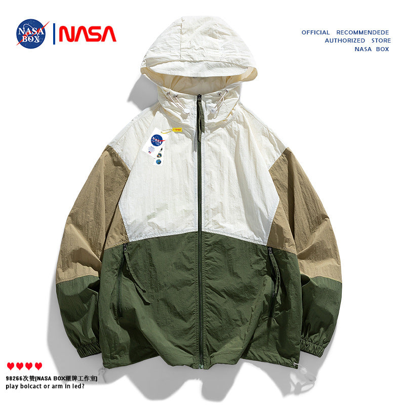 Nasa Sun Protection Shirt Summer Men's Loose Hooded Sun-Proof Top Fashion Brand Casual