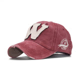 Walter White Hats Sun Hat Spring/Summer Sun Protection Hat W Letter Cap Distressed Peaked Cap Washed
