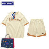 Nasa Tracksuit Leisure Sports Suit Men's Summer Couple Short-Sleeved T-shirt Women