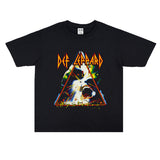 Rock Star T Shirt Def Leppard Band Printed T-shirt Loose Short Sleeve