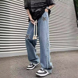 Unisex Jeans Embroidered Jeans Men's Spring and Autumn Vintage Loose Wide Leg Straight Pants