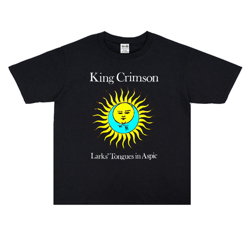 Rock Star T Shirt Rock Band King Crimson Printed T-shirt Loose Short Sleeve Cotton Men and Women