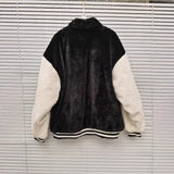 CHH Chrome Heart Coat Vintage embroidery black and white color matching loose lamb wool cotton jacket