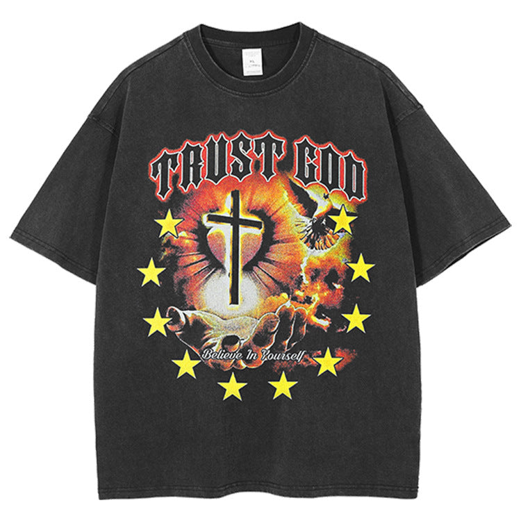 Rock Band T Shirt Short Sleeve T-shirt Loose High Street Hip Hop Men and Women
