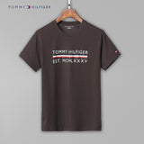 Tommy T Shirts Summer Tommy Men's Short-Sleeved Cotton round Neck Slim-Fit Printed T-shirt