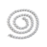 Zircon necklace oval egg-shaped double row tennis chain