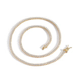 Zircon necklace three prongs zircon single row tennis chain