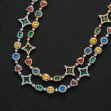 Zircon necklace mixed color zircon single row chain