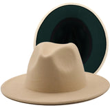 Walter White Fedora Woolen Hat Double-Sided Color Matching Felt Cap Flat Brim Fedora Hat