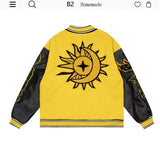 Unisex Baseball Jersey Vintage Flame Embroidered Baseball Jacket