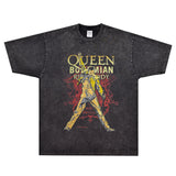 Rock Star T Shirt Queen Freddie Mercury T-shirt Rock Band Retro Portrait Loose Short Sleeve