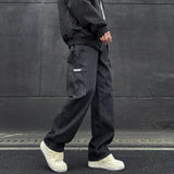 Unisex Jeans Vintage Black Jeans Loose Wide Leg Straight Pants Overalls