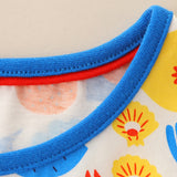 Girl Dress Girls' Summer Knitted Cotton Cartoon Printed Princess Dress Cute round Neck