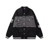 Unisex Baseball Jersey Fall Retro Denim Jacket