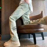 Unisex Jeans American Washed Old Printed Jeans ins