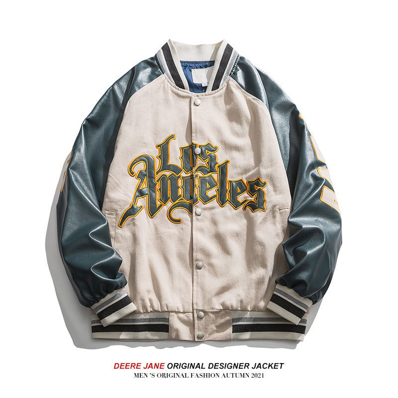 Men's Baseball Jacket Men's Vintage Spring and Autumn Wide Jacket