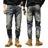 Unisex Jeans Spring/Autumn Vintage Ripped Jeans Straight Pants