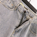 HS jeans Ripped and Repaired: Vintage Washed Denim Jeans with Distressed Style