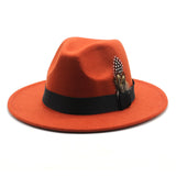 Walter White Hats Fashion Couple Feather Woolen Top Hat Flat Brim Big Brim Jazz Hat