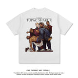 Hip Hop Rapper T Shirt Distressed Printed Short Sleeve T-shirt Loose