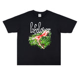 Rock Star T Shirt Lifelover Band Washed Distressed Printed T-shirt Short Sleeve Loose