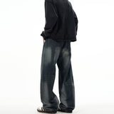Unisex Jeans Vintage Wash Loose Jeans Straight Wide Leg Pants Oversize Casual Pants