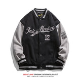 Men Baseball Jacket Spring Colorblock Baseball Uniform Coat Men Loose Retro Vintage