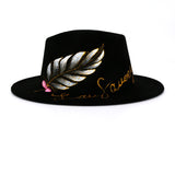 Walter White Fedora Topper Hand Painted Graffiti Woolen Hat Printed Tie-Dye Felt Hat