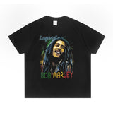Rock Star T Shirt Bob Marley Printed Cotton T-shirt Loose plus Size Street