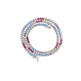 Zircon necklace colorful three-prong tennis chain