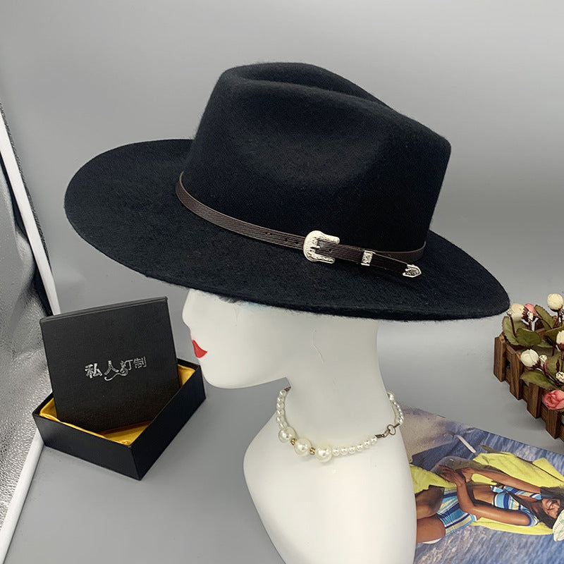 Walter White Fedora Autumn and Winter Woolen Western Cowboy Hat Tibetan Top Hat