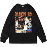 Rock Star T Shirt Printed round Neck T-shirt Long Sleeve Loose