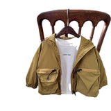 Boy Jacket Boys and Girls Color Shell Jacket Big Workwear with Pocket Baby Hoodie