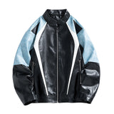 Unisex Baseball Jersey PU Leather Jacket Spring/Autumn Stand-Up Jacket