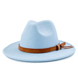 Walter White Fedora Solid Color Top Hat Versatile Fedora Hat British Style Big Brim Woolen Hat
