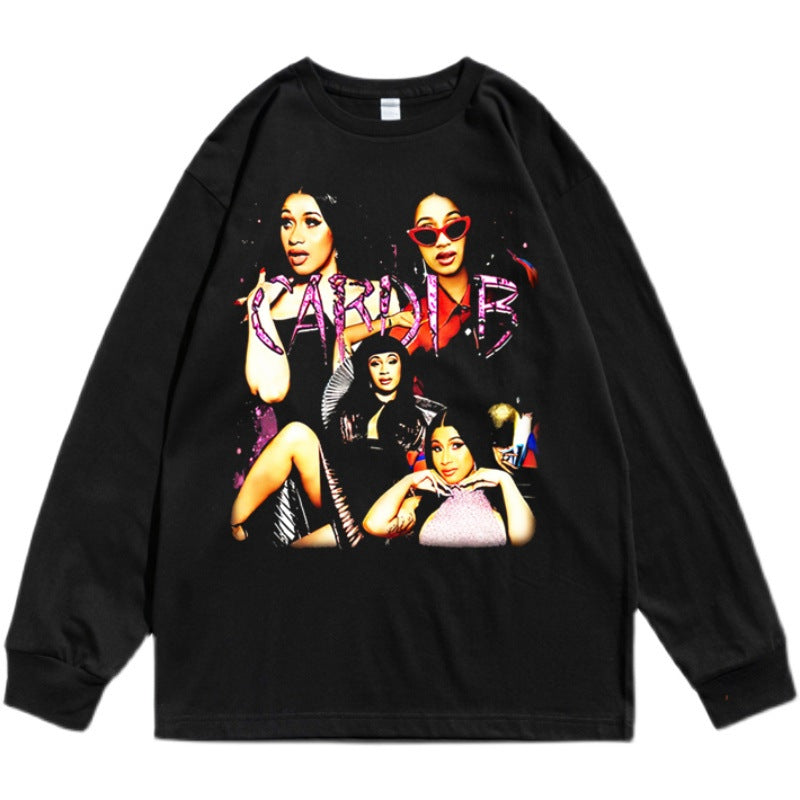 Rock Star T Shirt Printed T-shirt Long Sleeve Loose