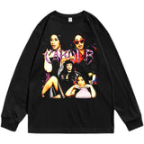 Rock Star T Shirt Printed T-shirt Long Sleeve Loose