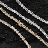 Zircon necklace large and small ladder square mixed zircon tennis chain