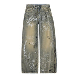 Unisex Jeans Old Washed Jeans Summer Loose Straight Casual